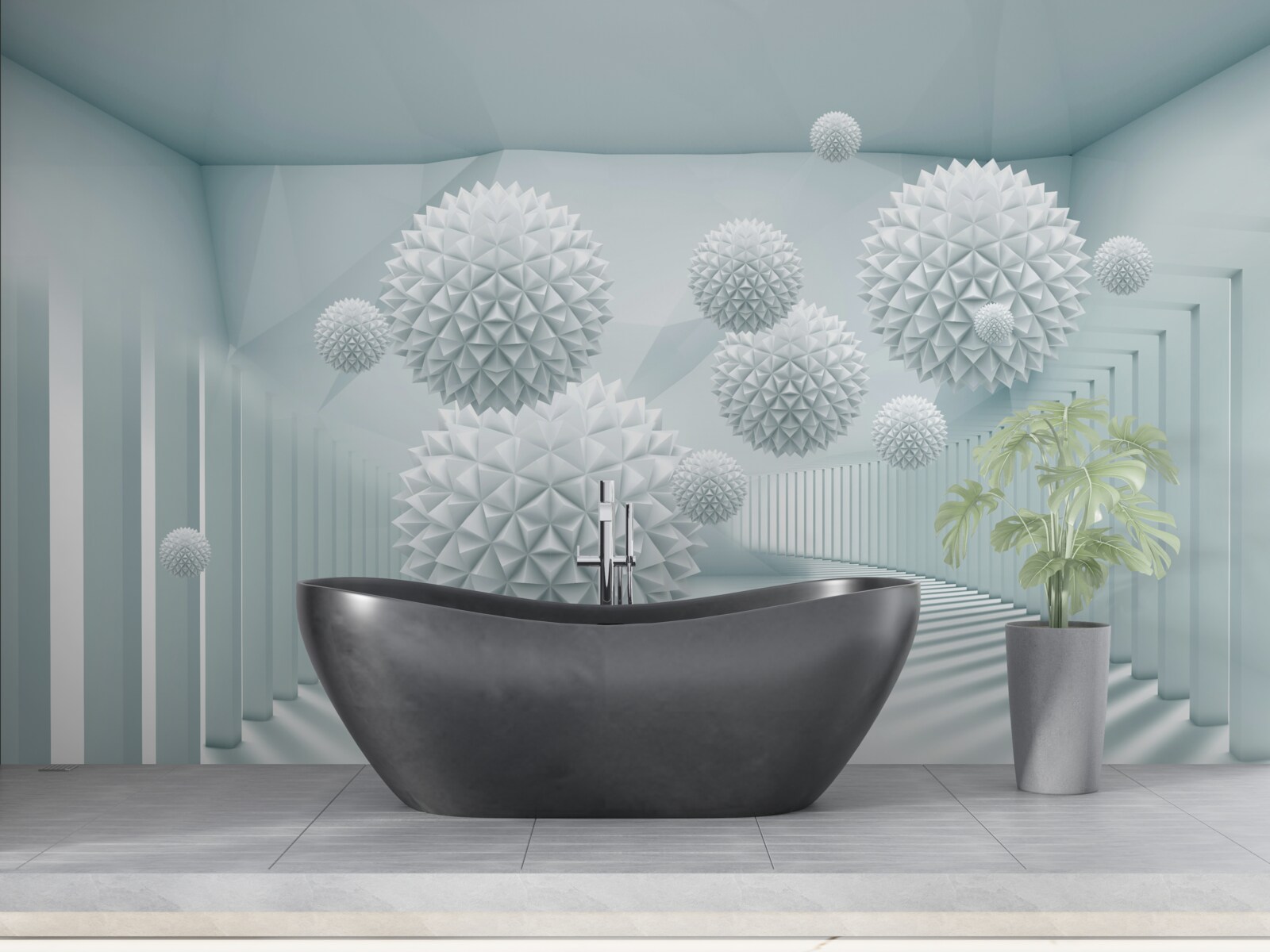 Fototapeta trojrozmerné gule s plávajúcimi ostrými hranami