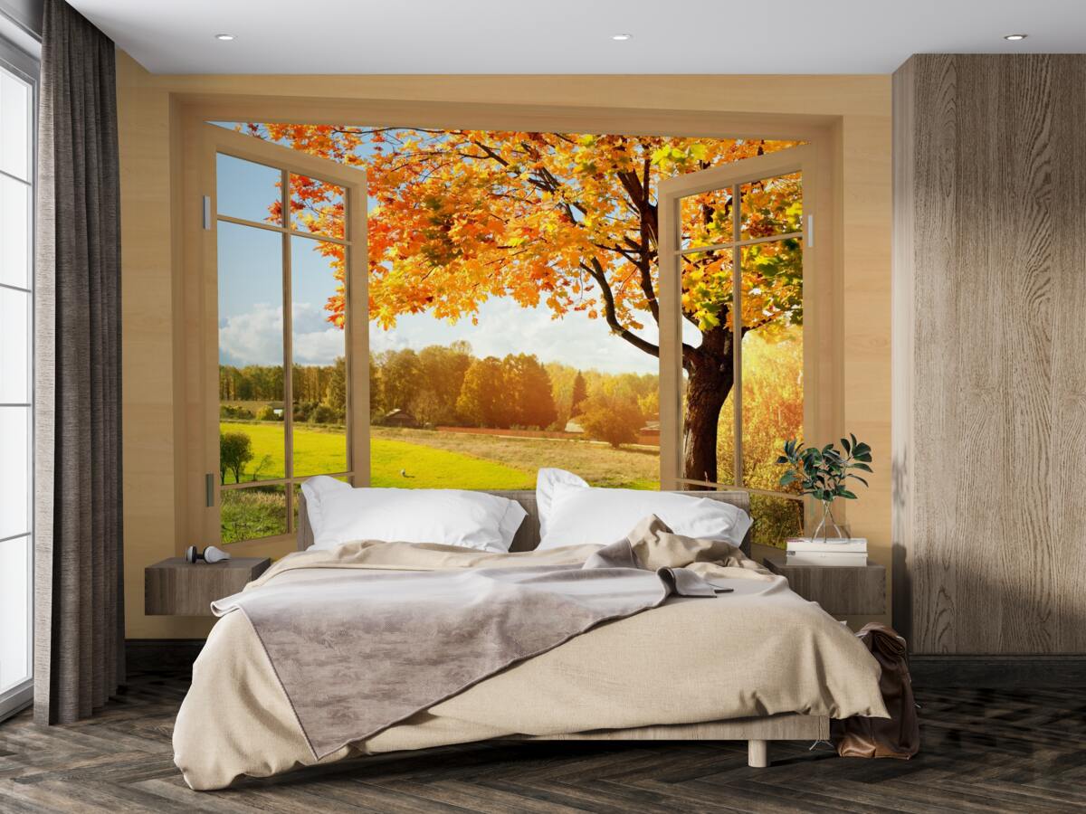 Fototapeta jesenný pohľad z okna