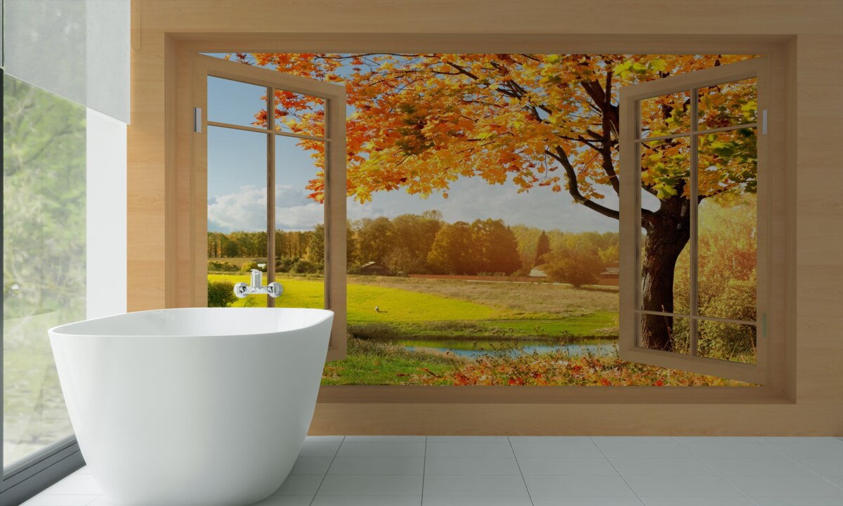 Fototapeta jesenný pohľad z okna