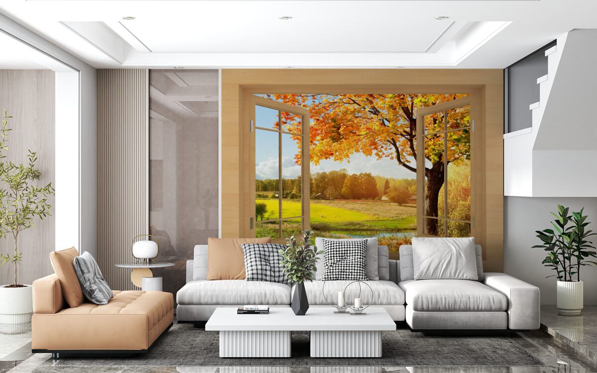 Fototapeta jesenný pohľad z okna