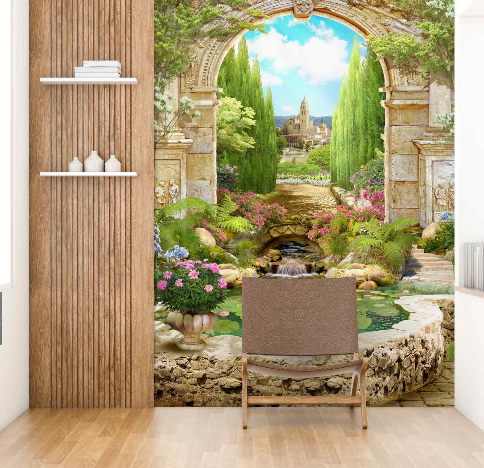 Fototapeta starý kamenný oblúk obklopený zeleňou