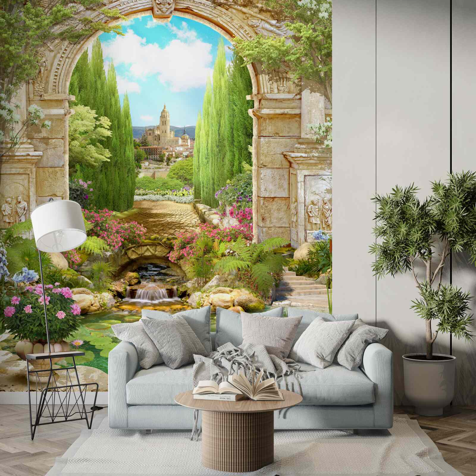 Fototapeta starý kamenný oblúk obklopený zeleňou