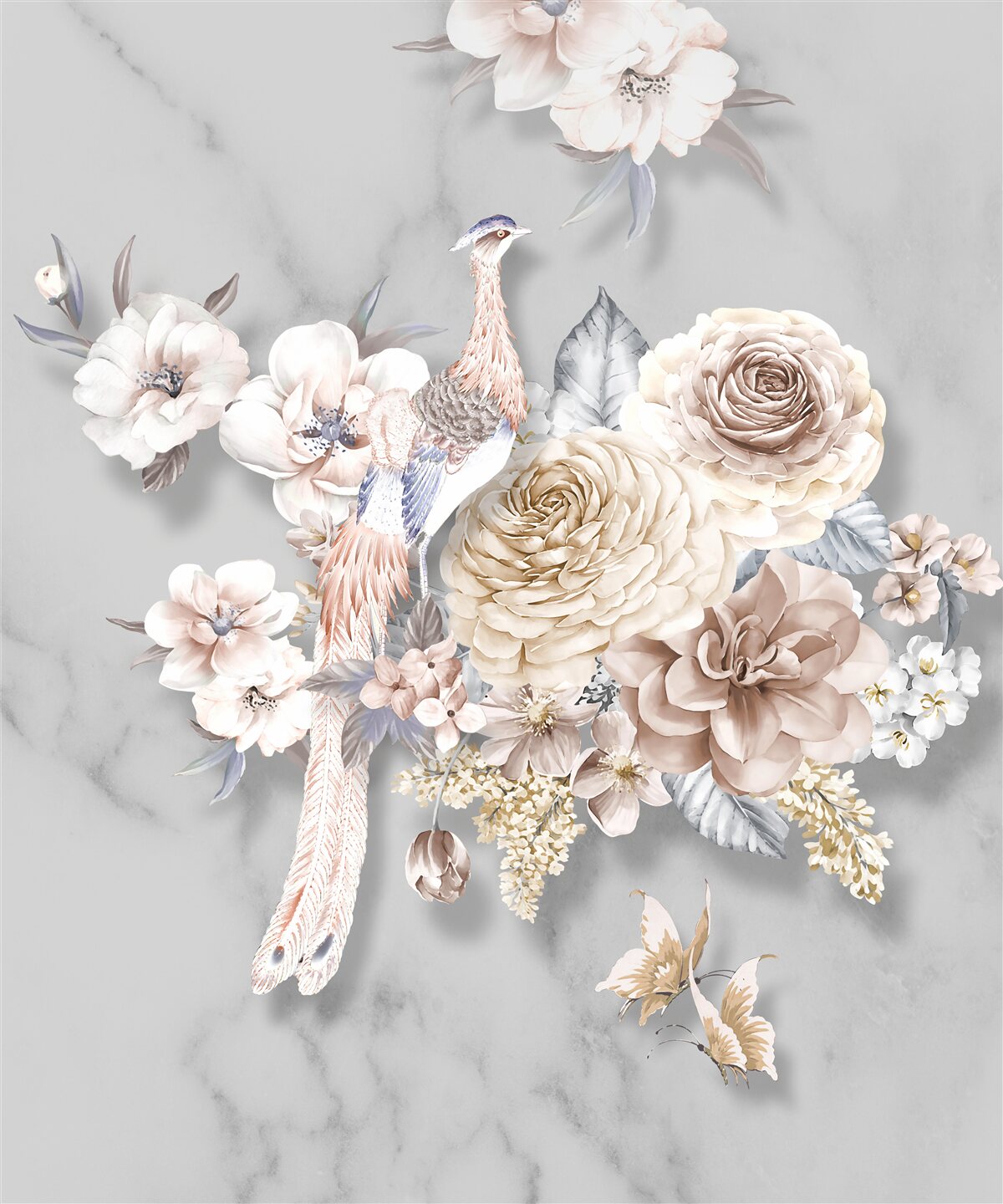 Fototapeta kvetinový aranžmán s pávom
