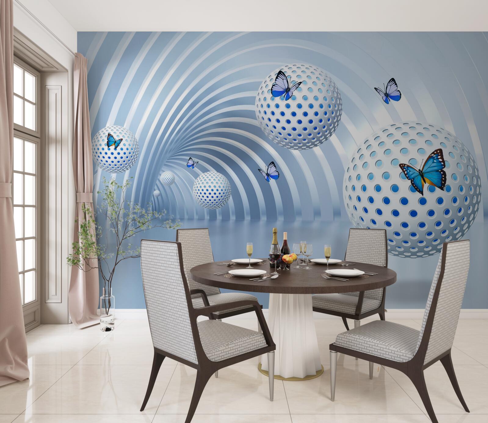 Fototapeta gule visiace vo vzduchu vo vnútri tunela