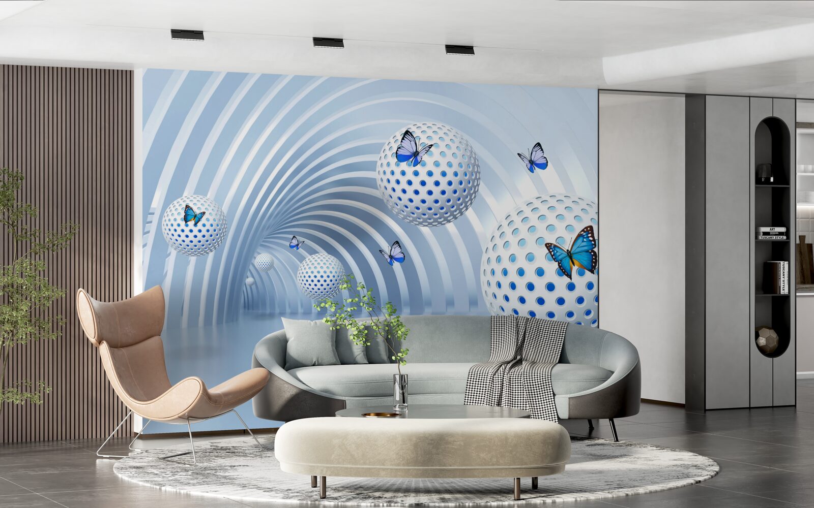 Fototapeta gule visiace vo vzduchu vo vnútri tunela