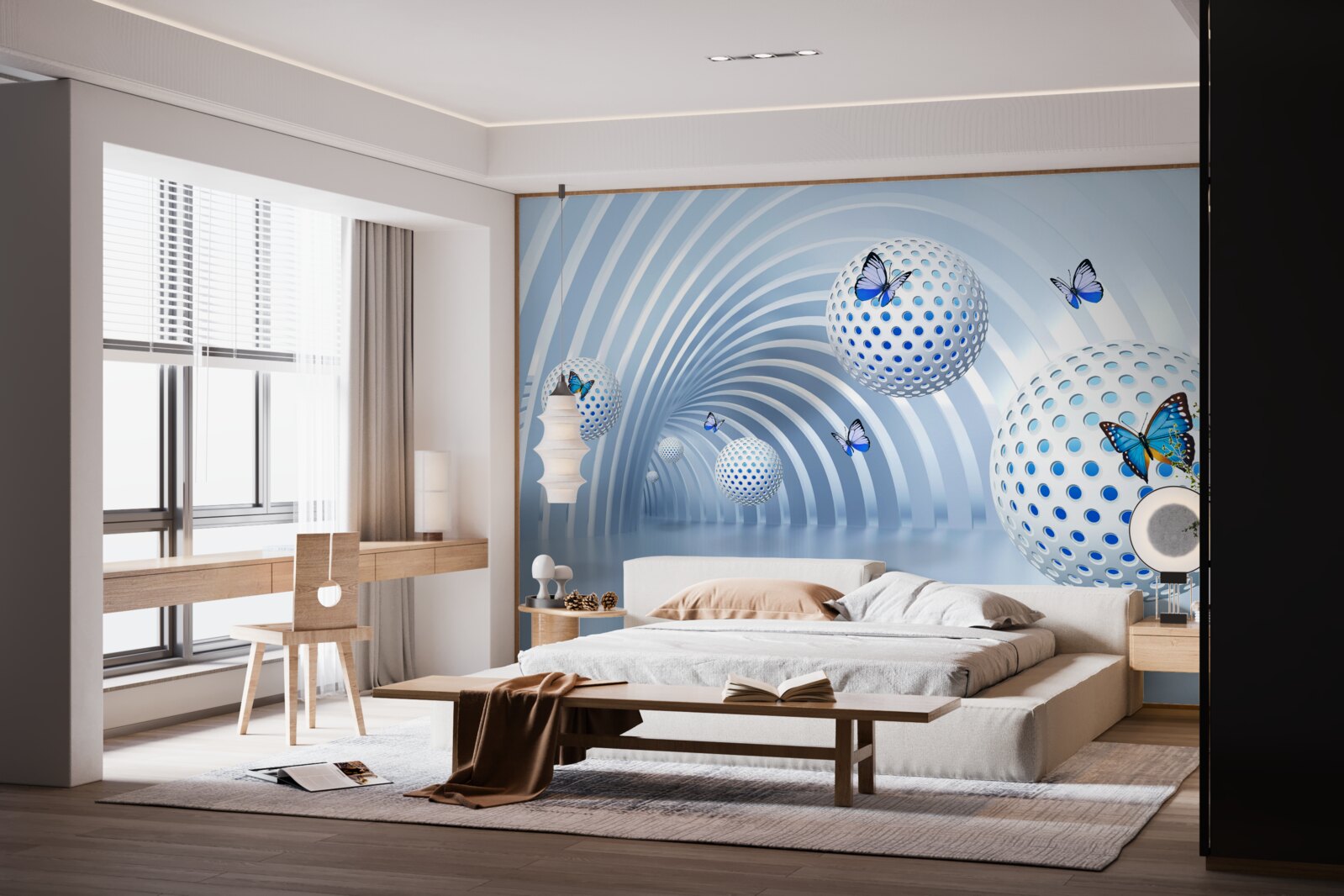 Fototapeta gule visiace vo vzduchu vo vnútri tunela