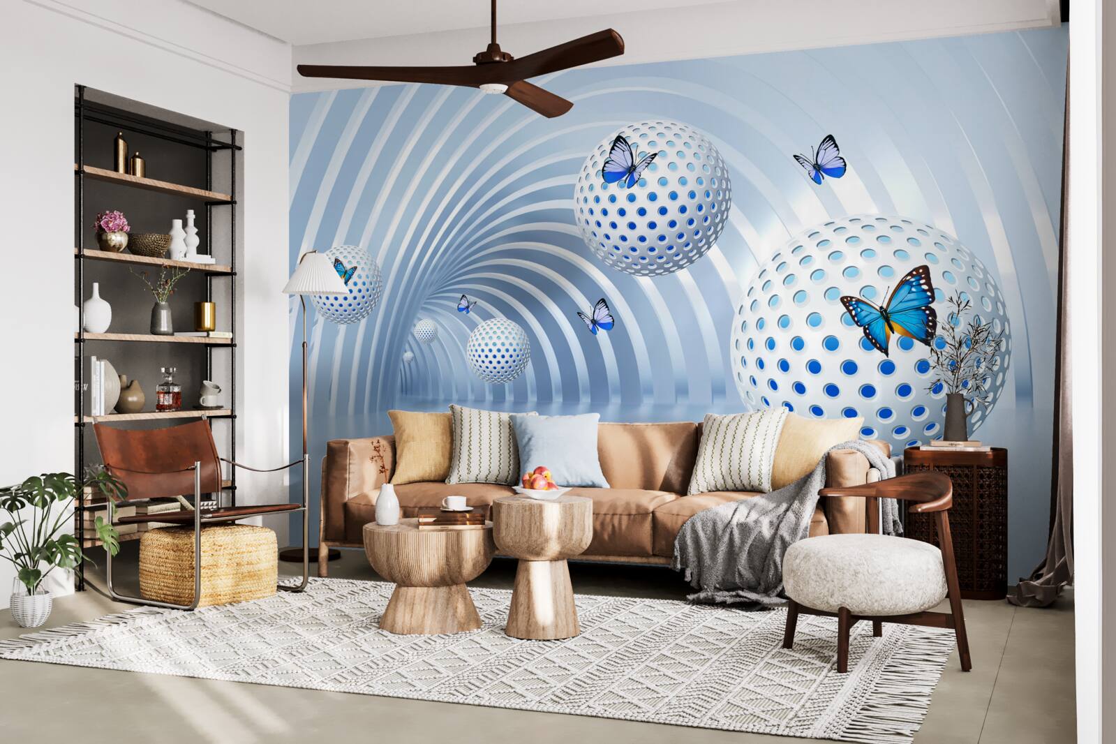 Fototapeta gule visiace vo vzduchu vo vnútri tunela