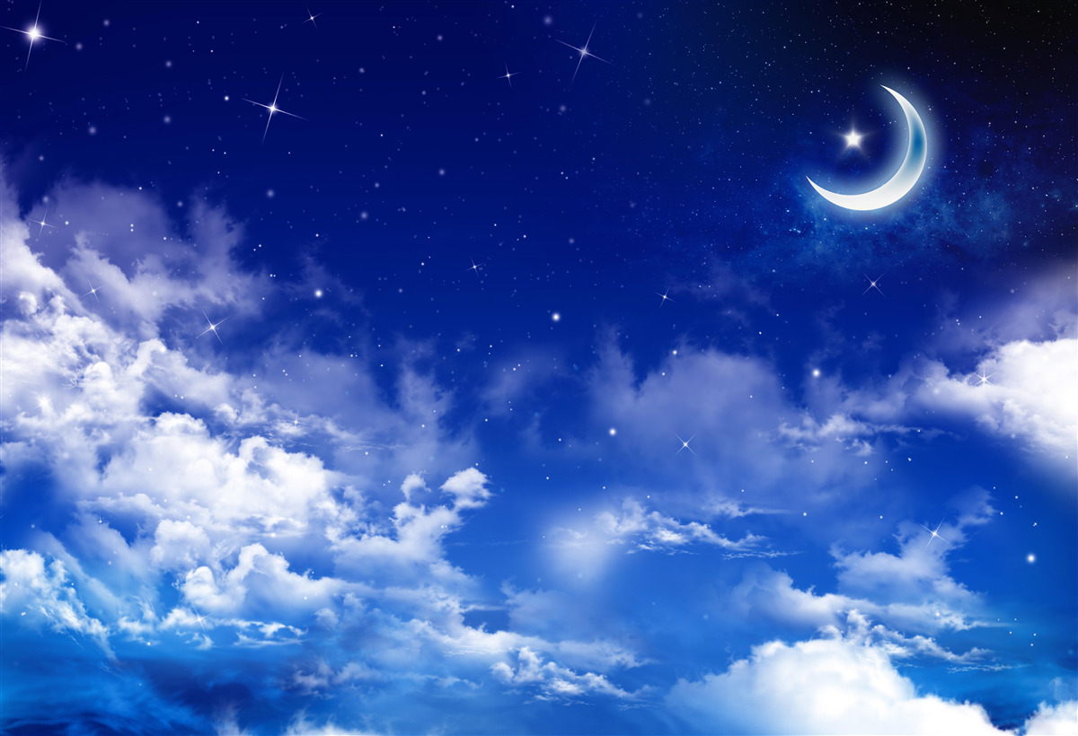 Fototapeta noc pod mesiacom a blikajúcimi hviezdami