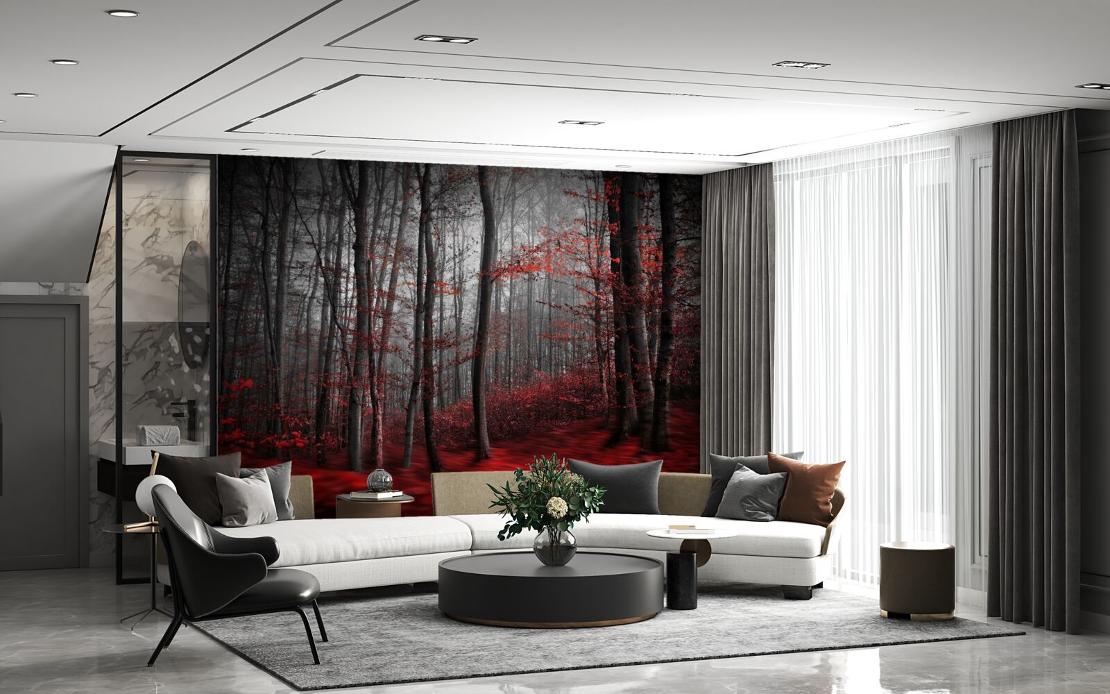 Fototapeta jesenná krajina v daždi