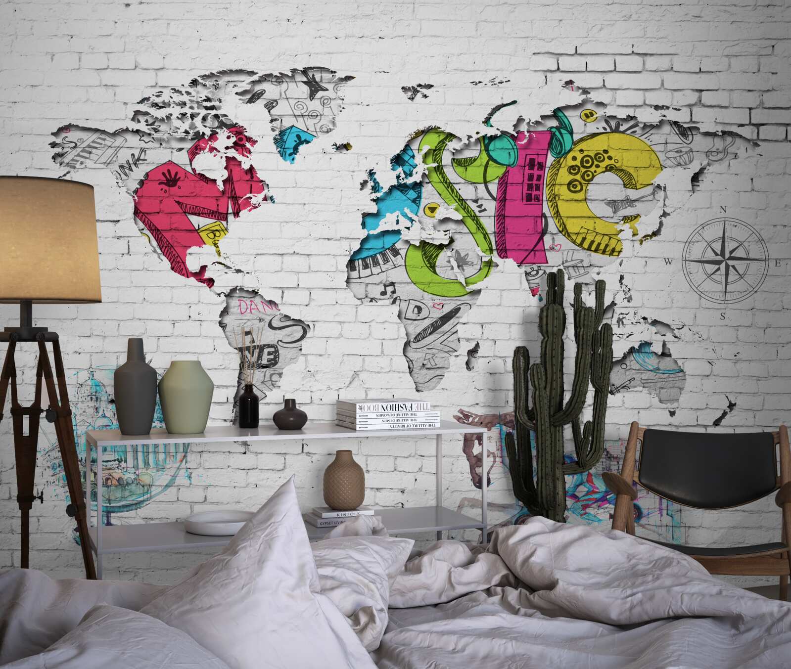 Fototapeta graffiti vo forme mapy sveta