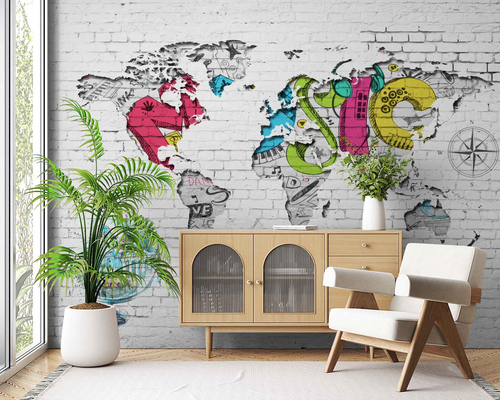 Fototapeta graffiti vo forme mapy sveta