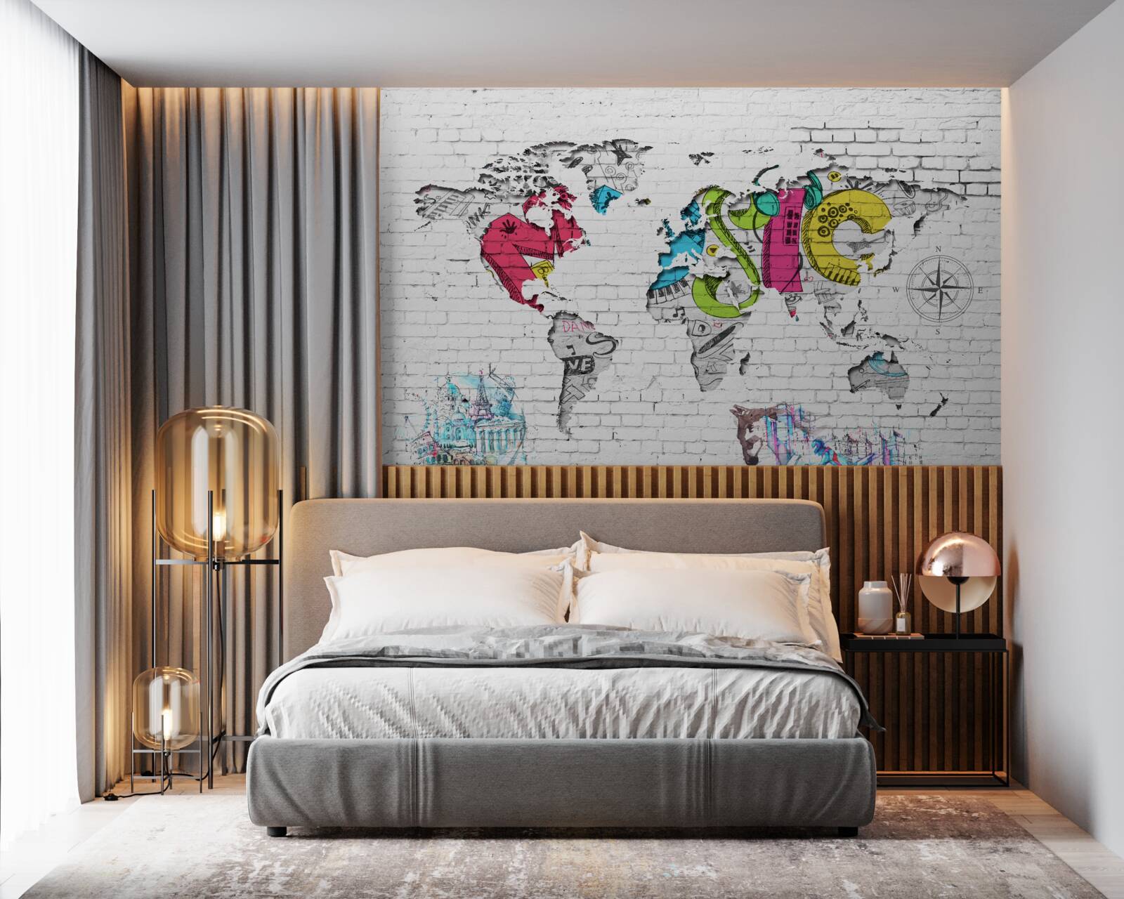 Fototapeta graffiti vo forme mapy sveta