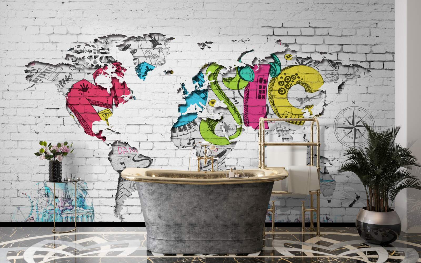 Fototapeta graffiti vo forme mapy sveta