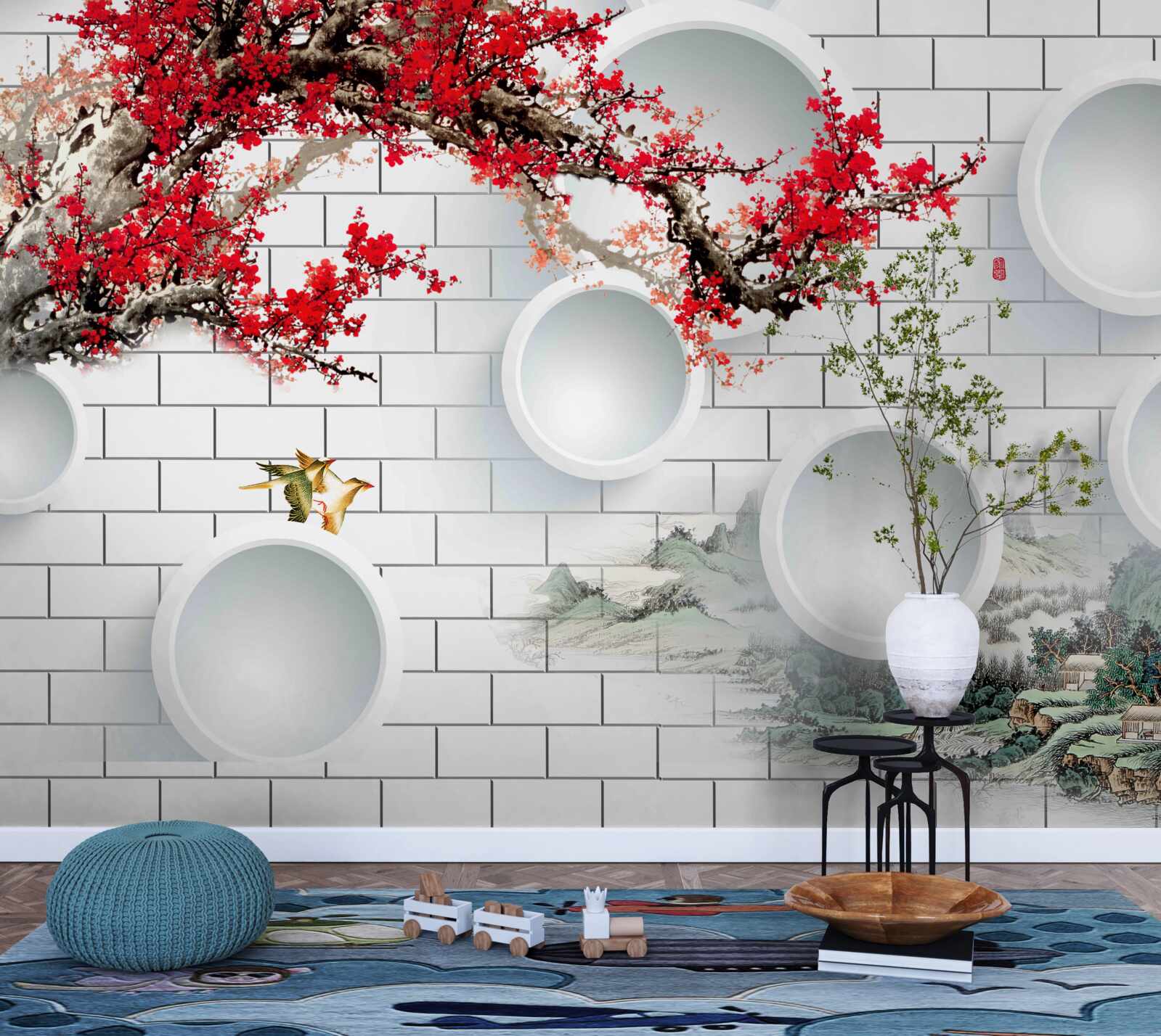 Fototapeta kruhy v geometrickom štýle a krajine