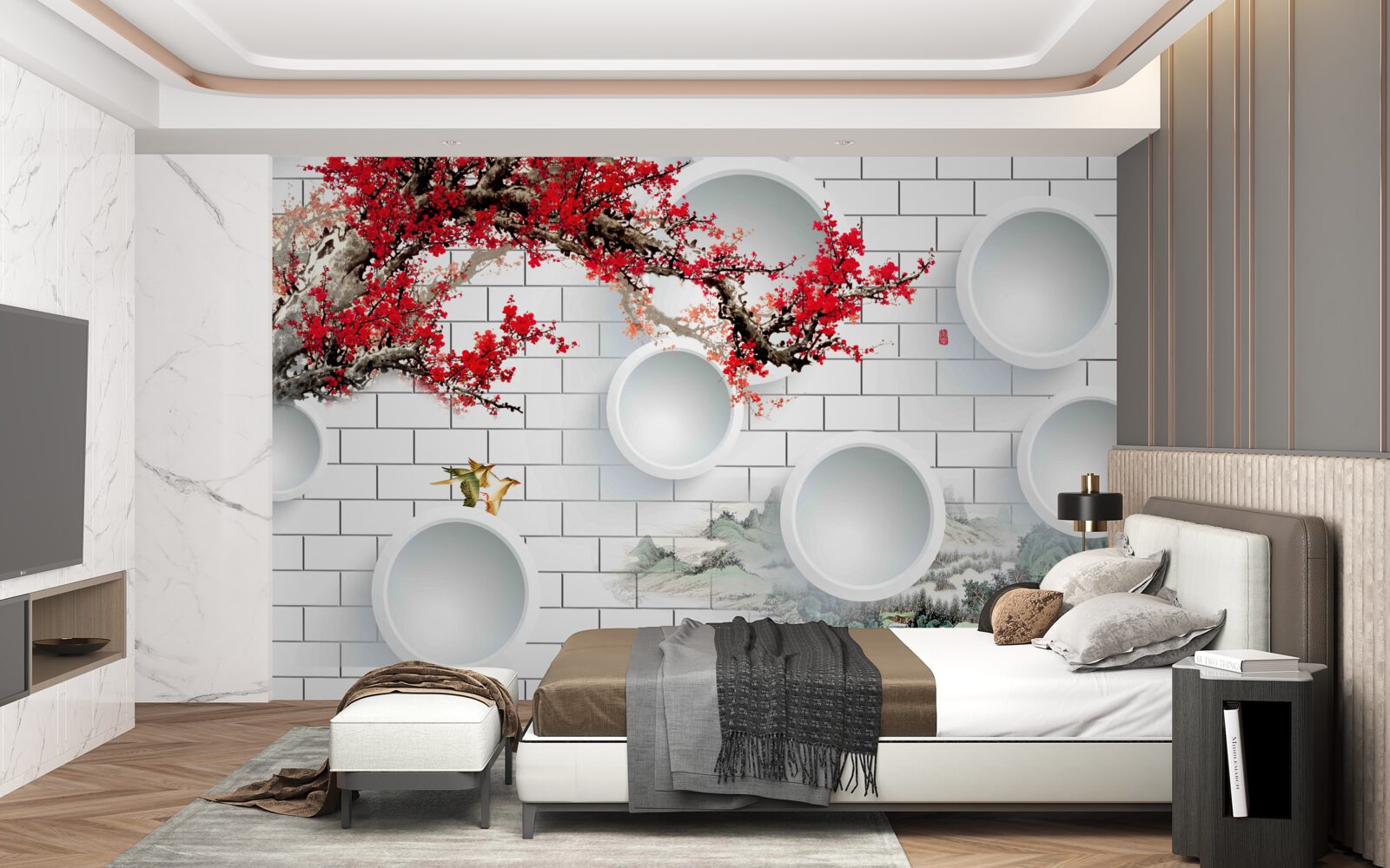 Fototapeta kruhy v geometrickom štýle a krajine