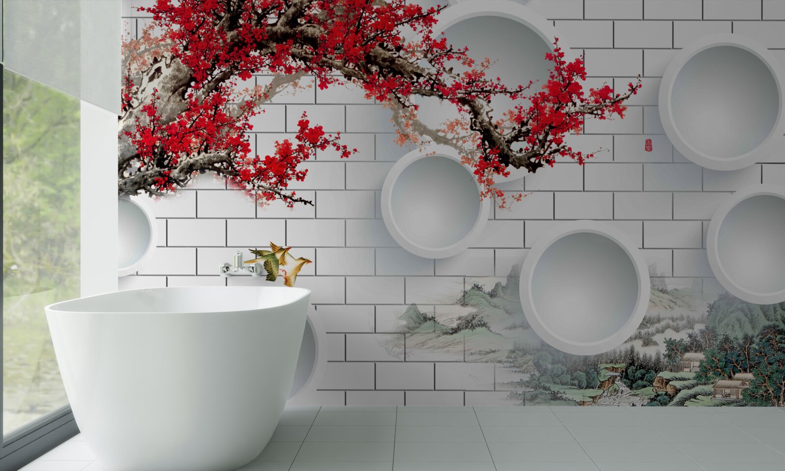 Fototapeta kruhy v geometrickom štýle a krajine