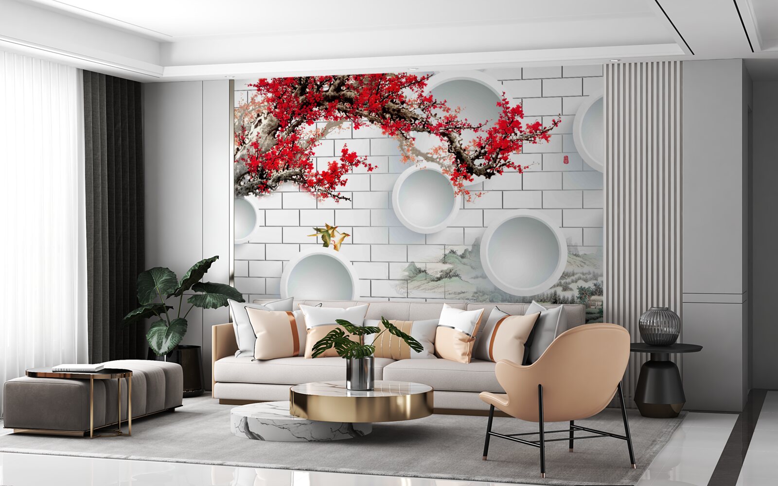 Fototapeta kruhy v geometrickom štýle a krajine