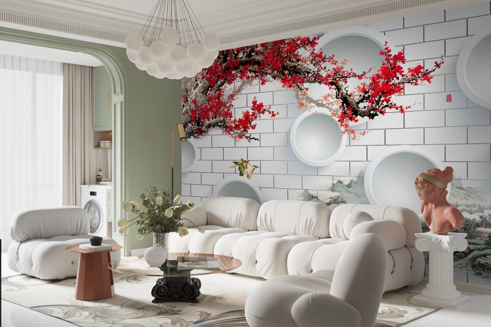 Fototapeta kruhy v geometrickom štýle a krajine