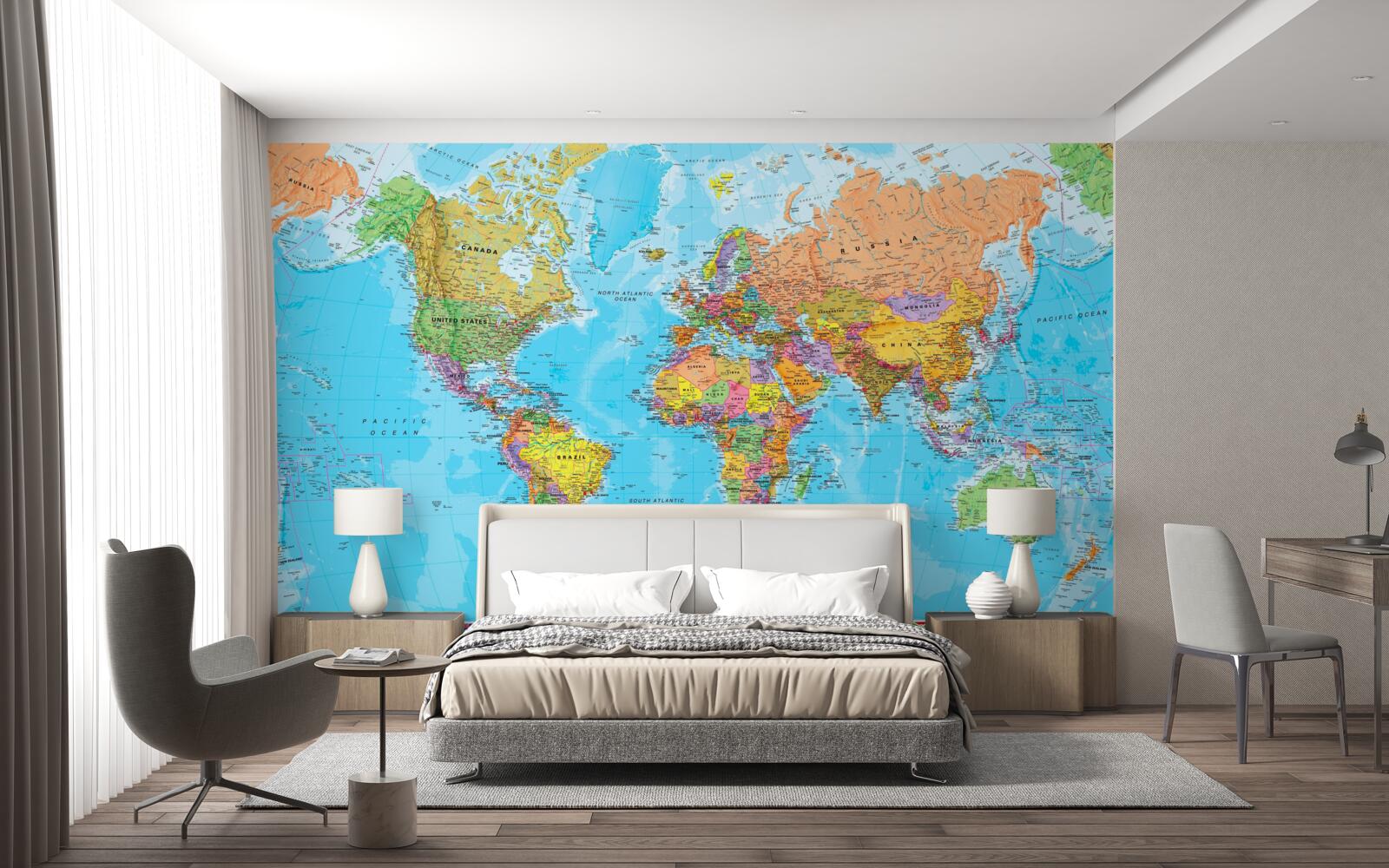 Fototapeta mapa sveta s vlajkami krajín