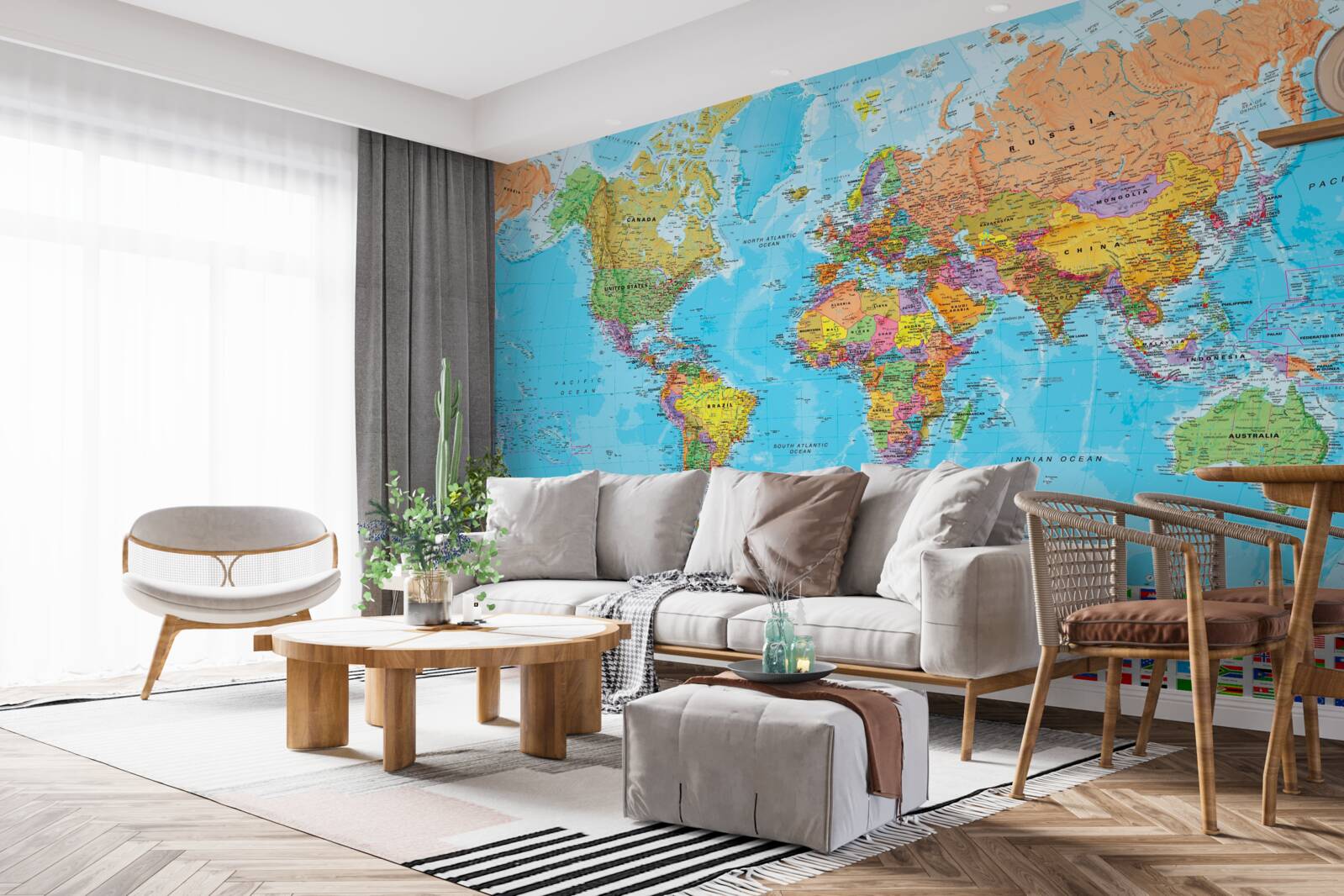 Fototapeta mapa sveta s vlajkami krajín