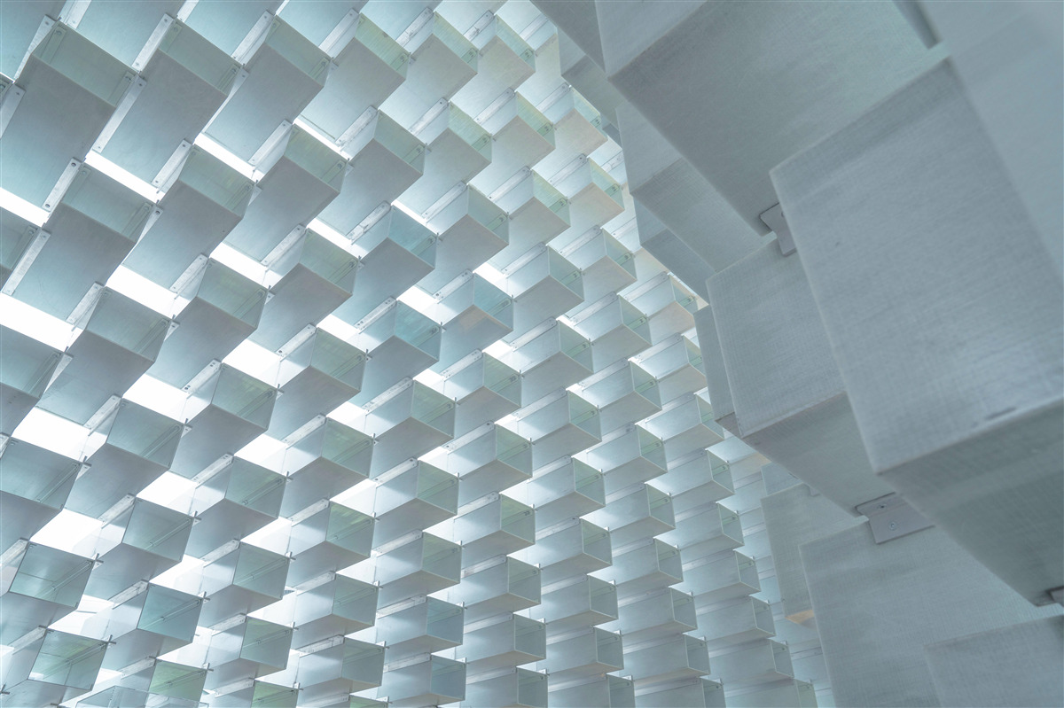 Fototapeta Stena s plávajúcimi obdĺžnikmi v 3D