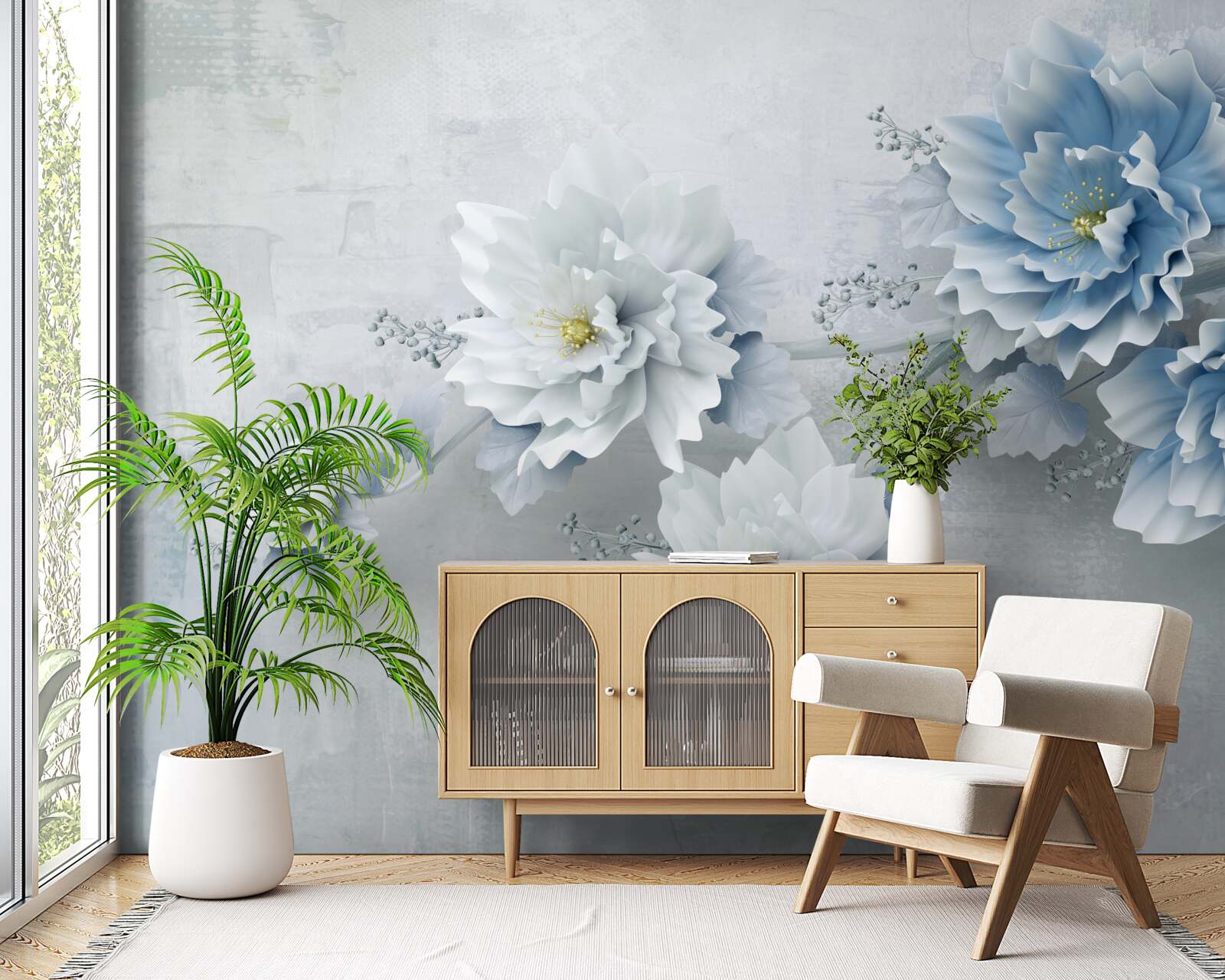 Fototapeta modré kvety v zamračenom dni