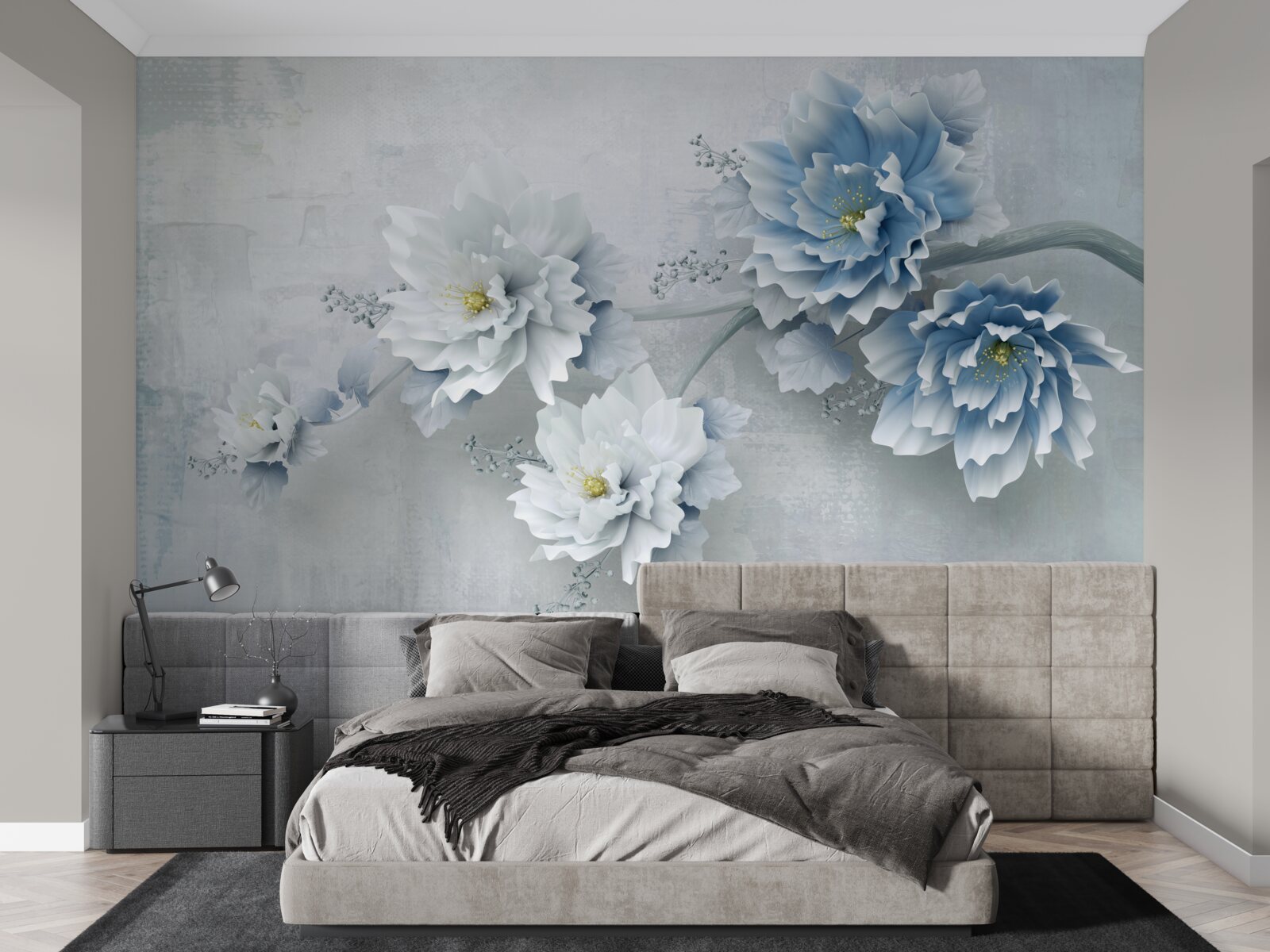 Fototapeta modré kvety v zamračenom dni