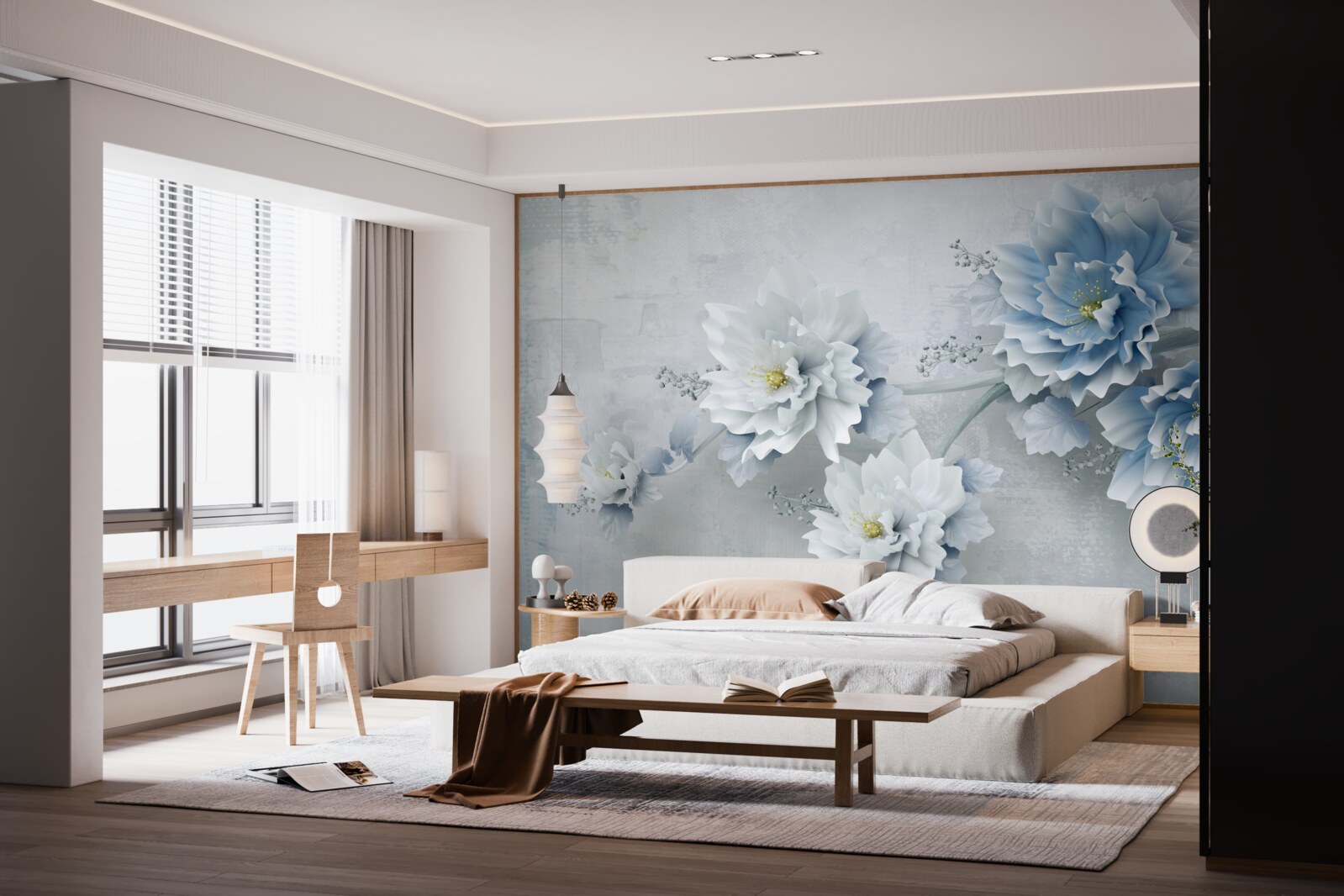 Fototapeta modré kvety v zamračenom dni