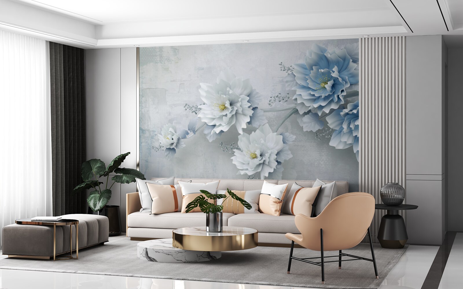 Fototapeta modré kvety v zamračenom dni