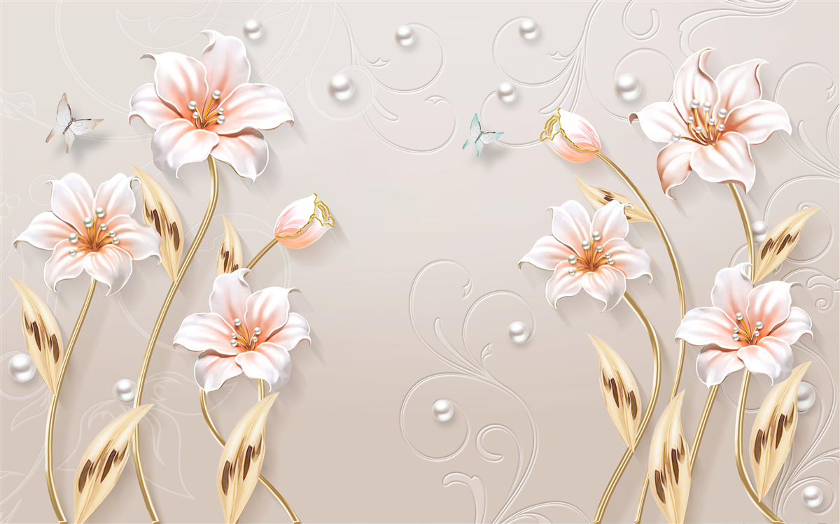 Fototapeta kvety vyrobené z kovu a perlete