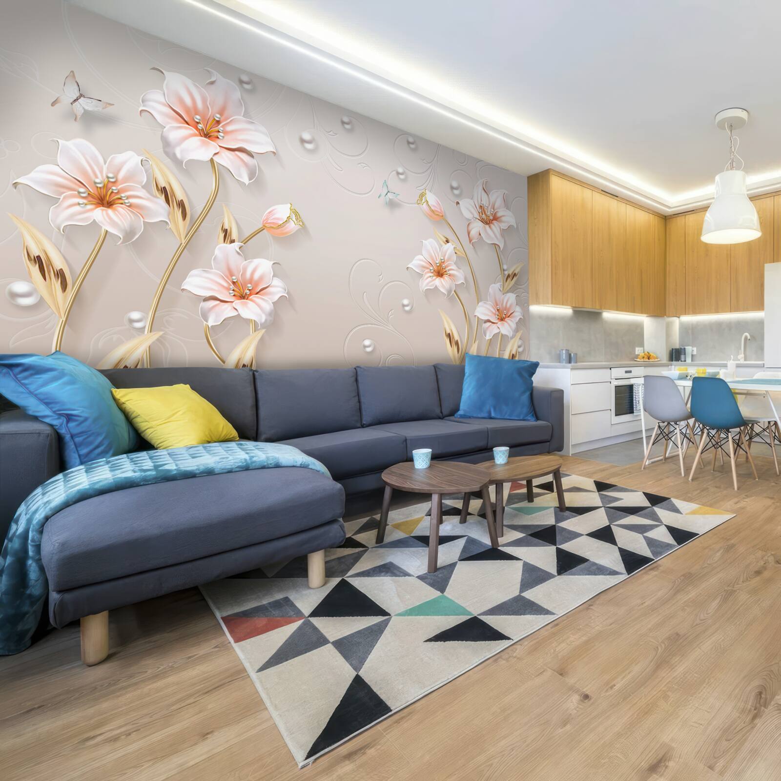 Fototapeta kvety vyrobené z kovu a perlete