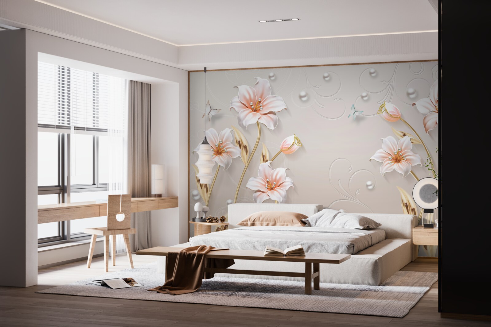 Fototapeta kvety vyrobené z kovu a perlete