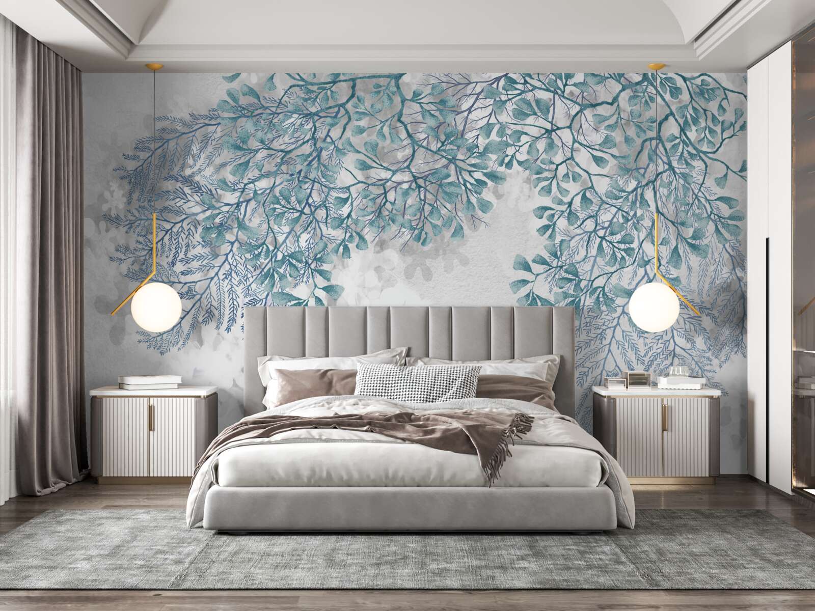 Fototapeta biele pozadie so zelenými listami