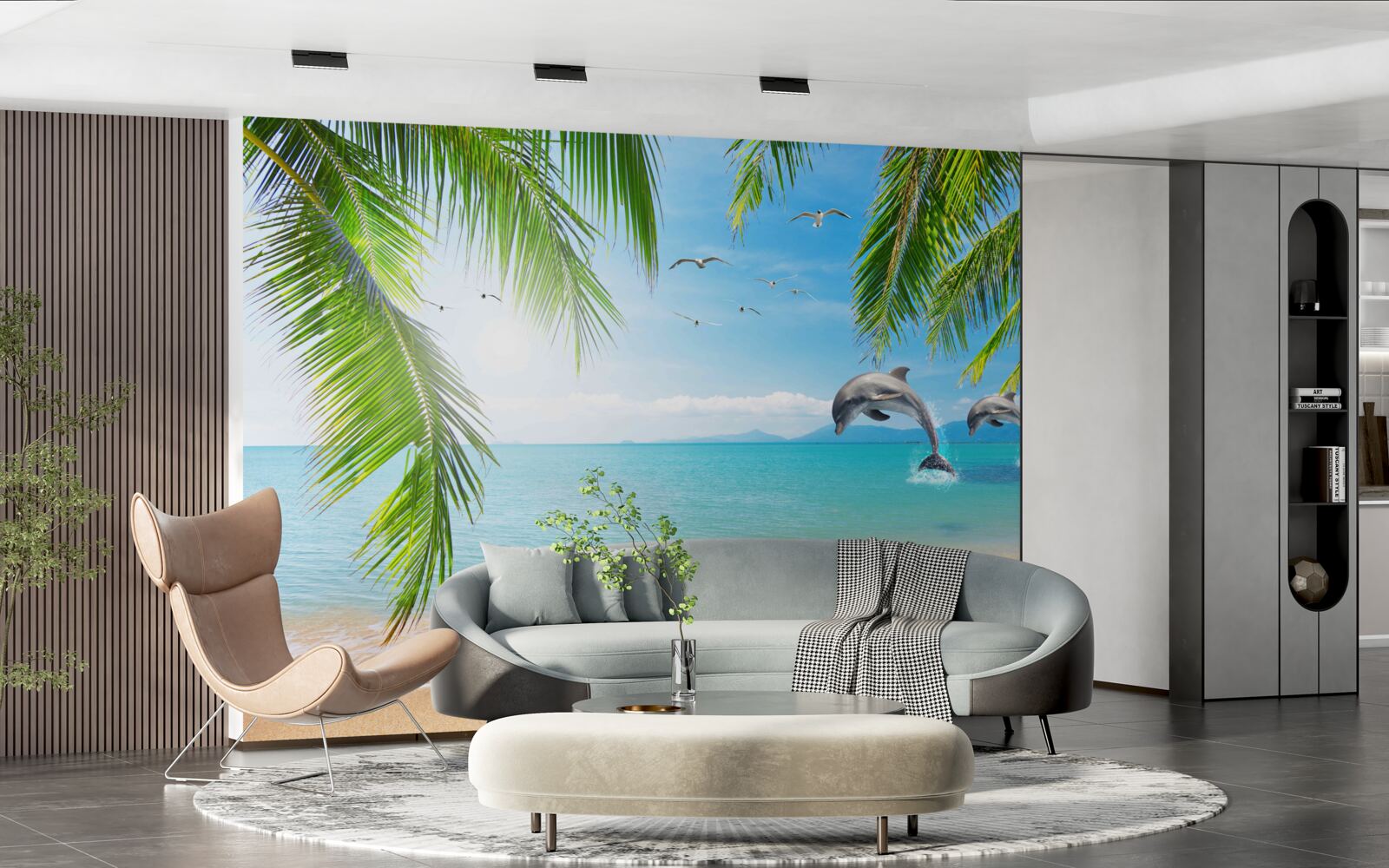 Fototapeta dva delfíny pri pobreží s azúrovou vodou