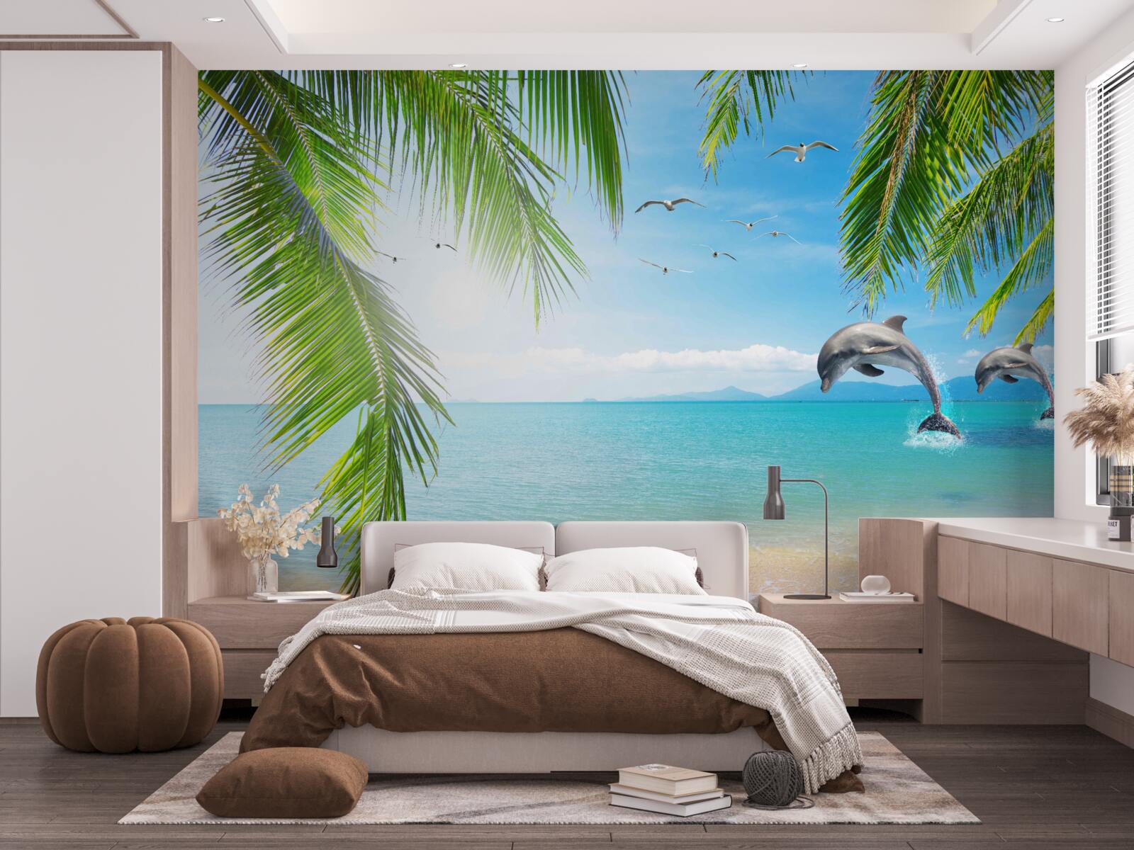 Fototapeta dva delfíny pri pobreží s azúrovou vodou