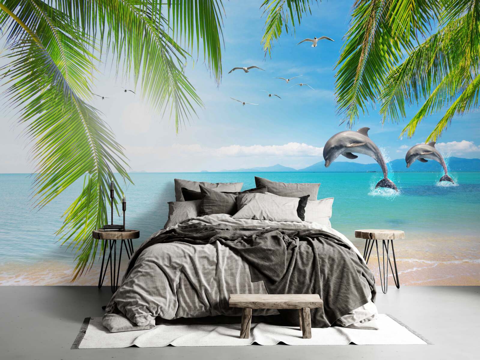 Fototapeta dva delfíny pri pobreží s azúrovou vodou