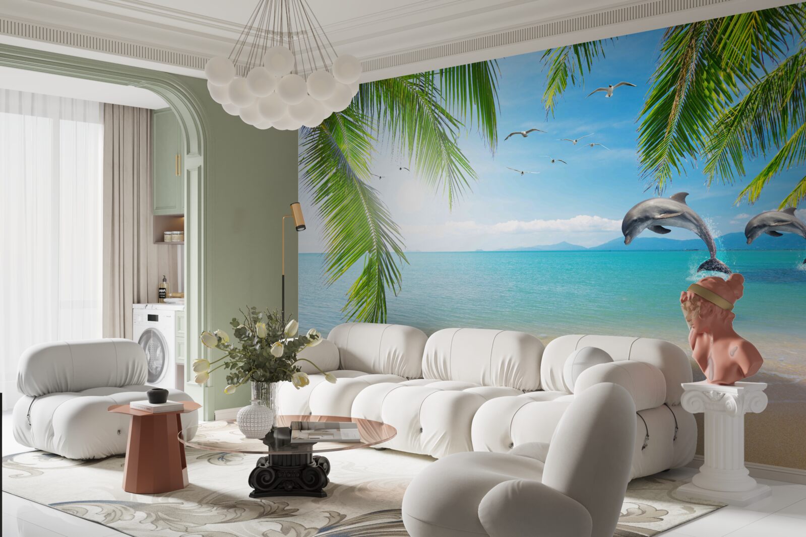 Fototapeta dva delfíny pri pobreží s azúrovou vodou