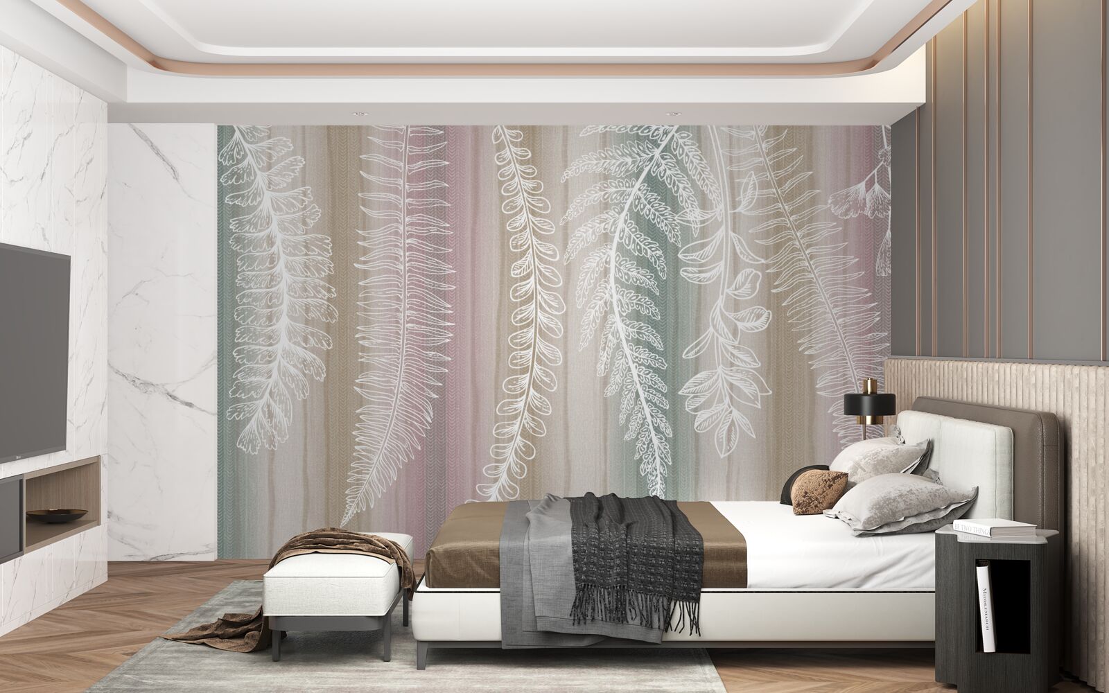 Fototapeta listy sú biele s abstraktným vzorom