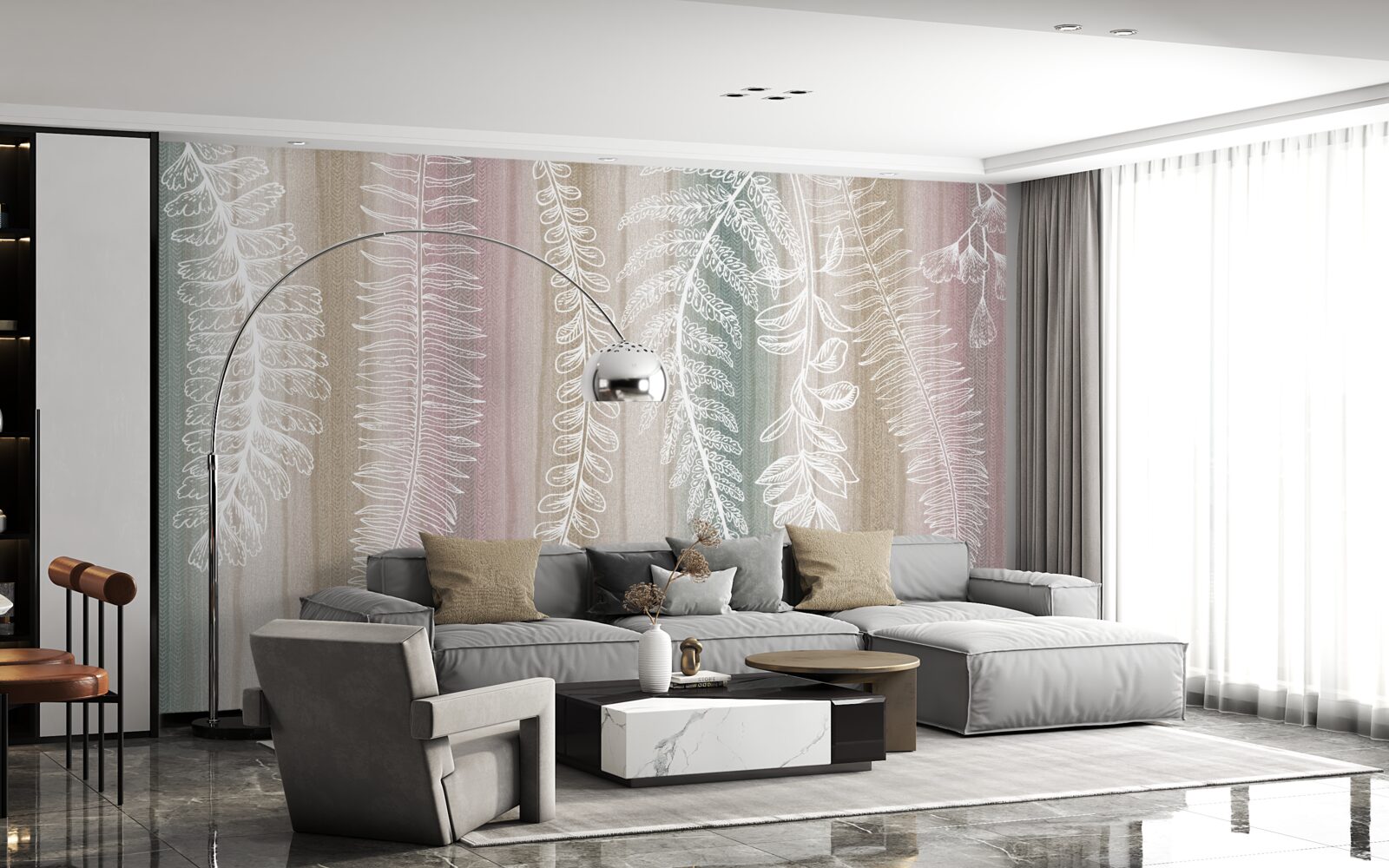 Fototapeta listy sú biele s abstraktným vzorom