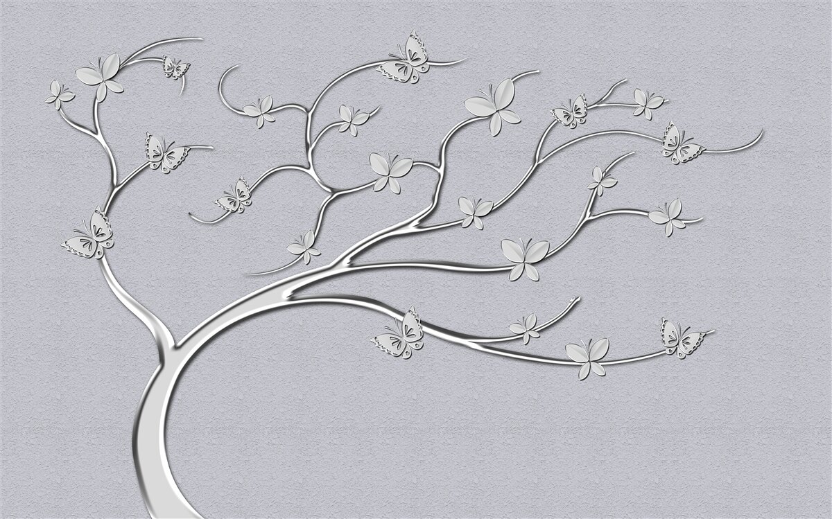 Fototapeta tenký strom s kovovými kvetmi