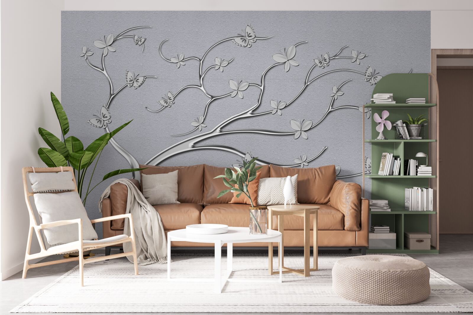 Fototapeta tenký strom s kovovými kvetmi