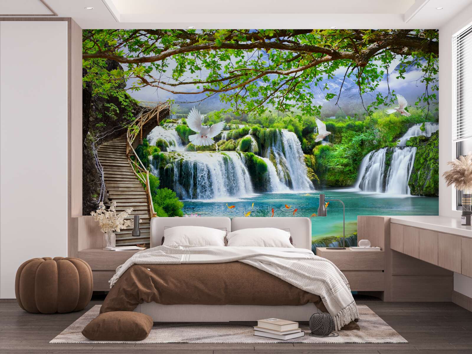 Fototapeta fotografia s vodopádmi a zelenou vegetáciou