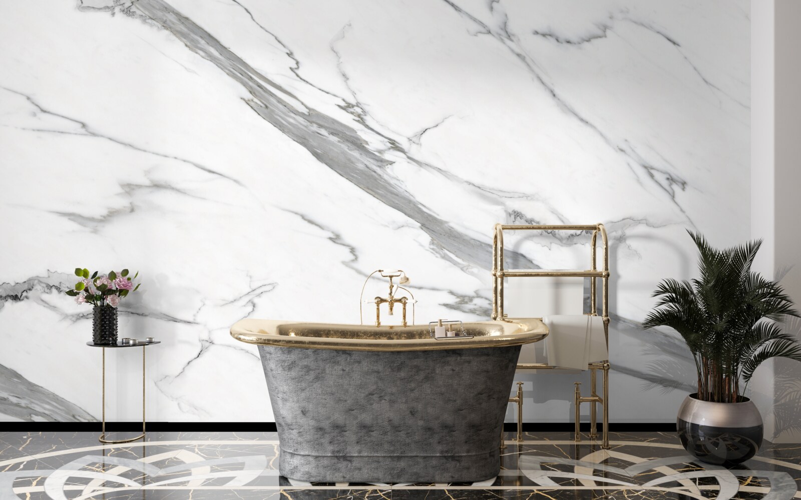 Fototapeta biely mramor so sivými vzormi