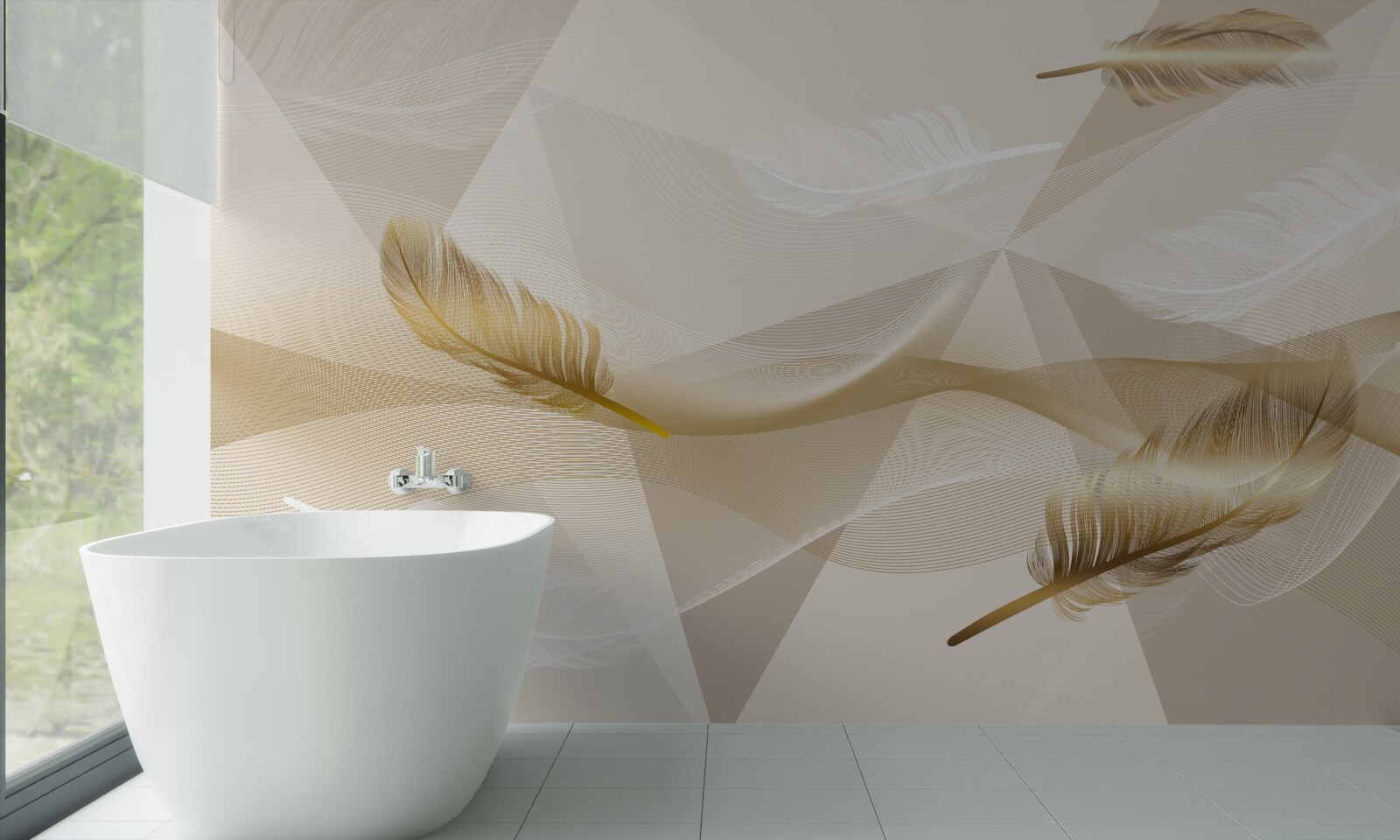 Fototapeta lietajúce pierka a geometrické tvary