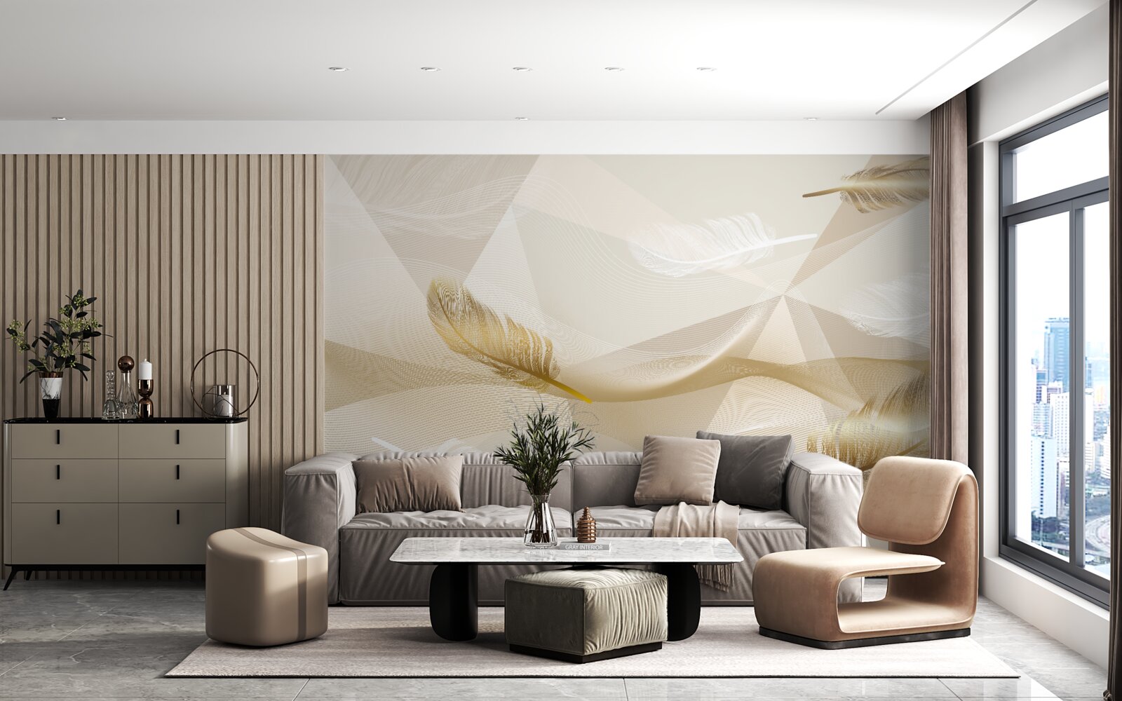 Fototapeta lietajúce pierka a geometrické tvary