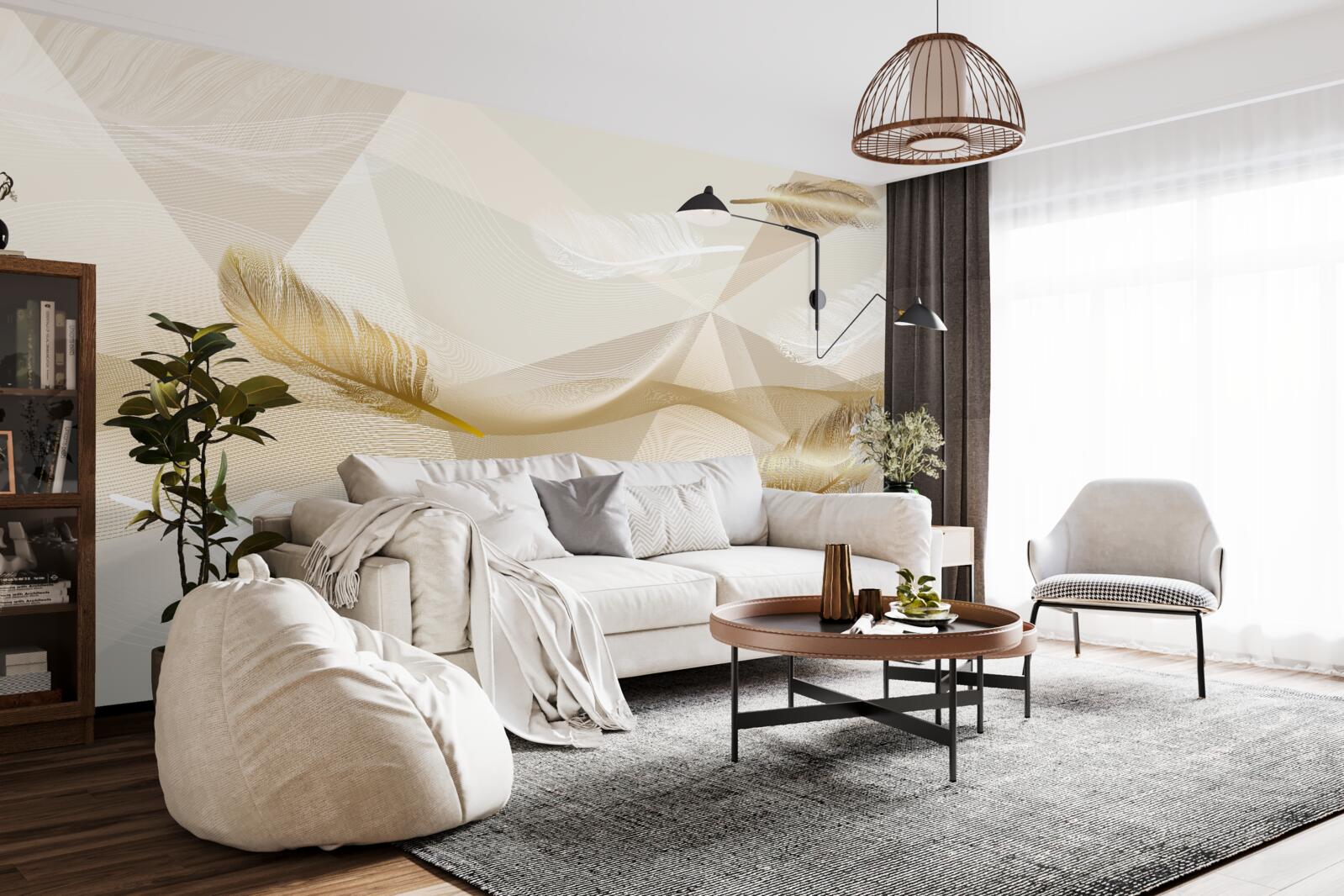 Fototapeta lietajúce pierka a geometrické tvary