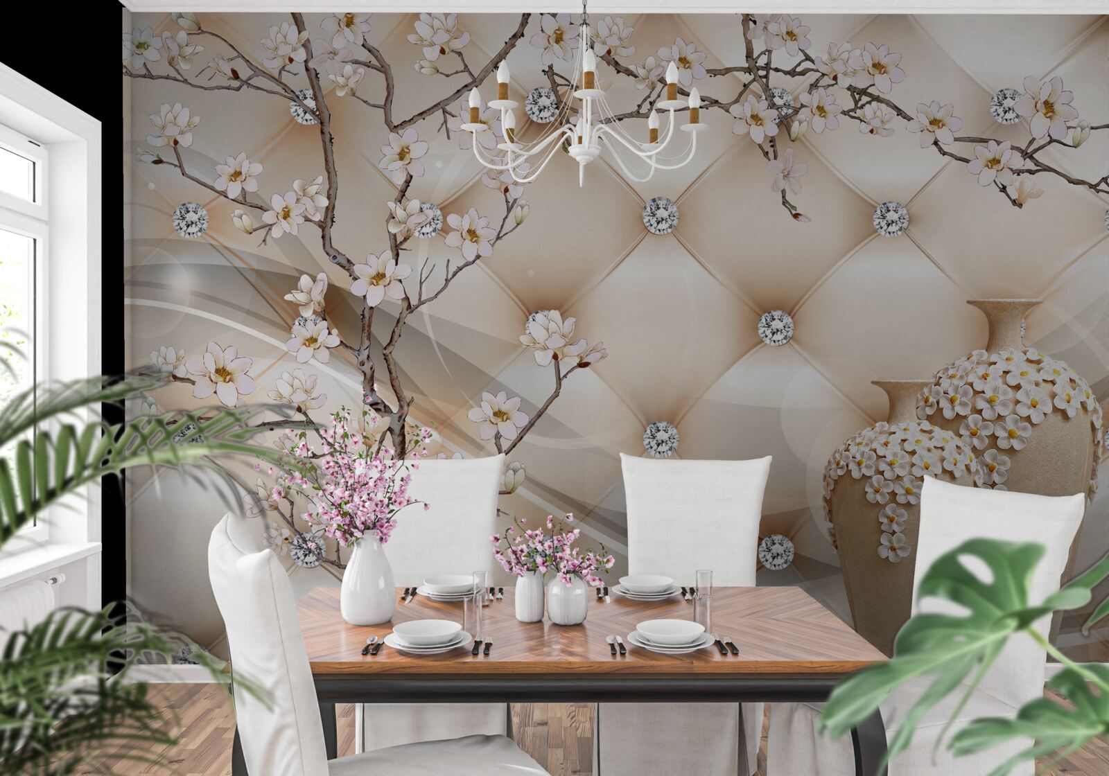 Fototapeta textúra s vetvou a kvetmi