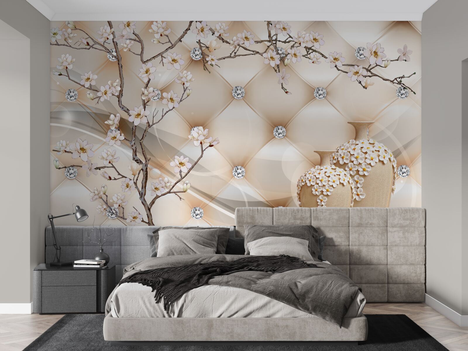 Fototapeta textúra s vetvou a kvetmi