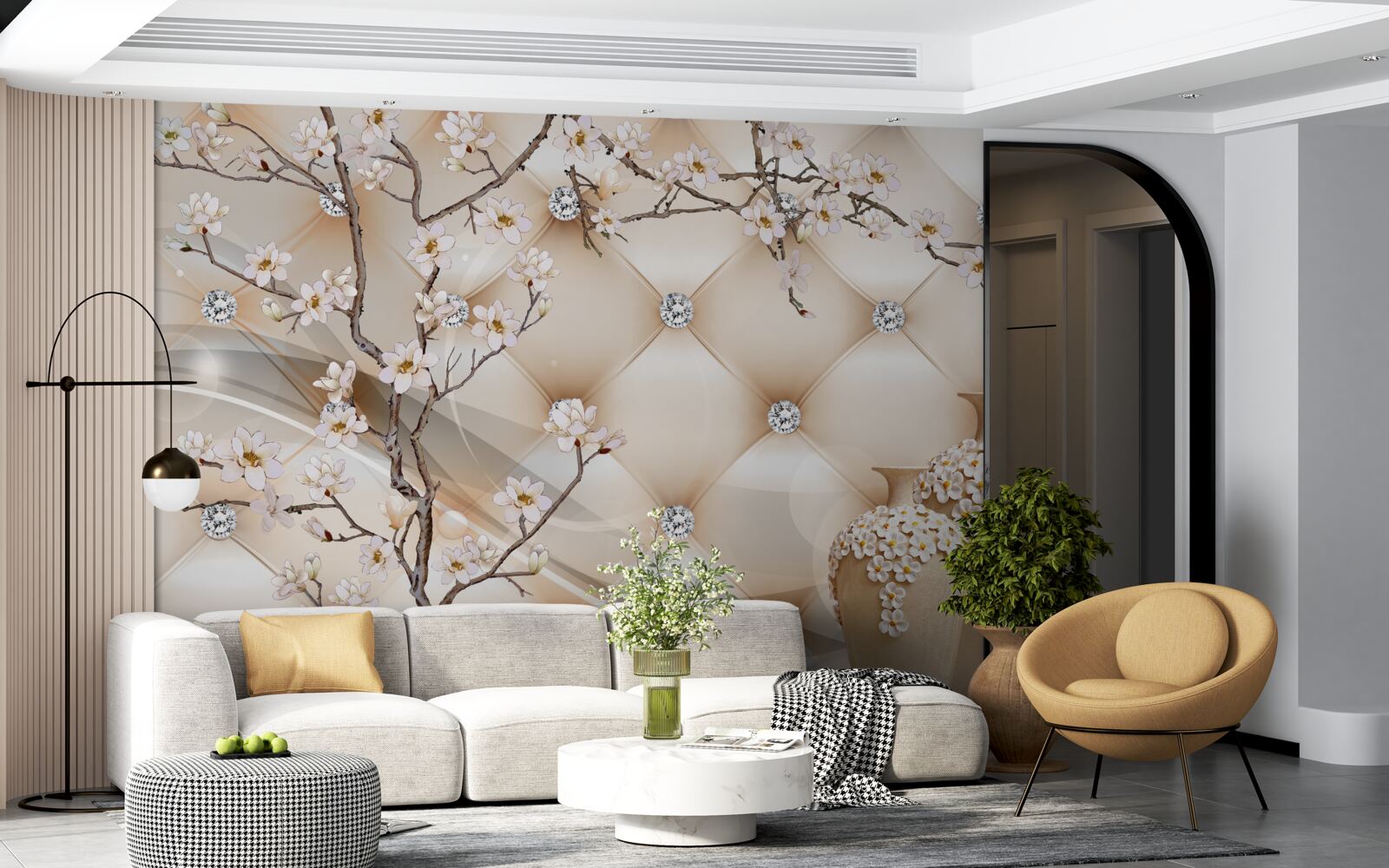 Fototapeta textúra s vetvou a kvetmi