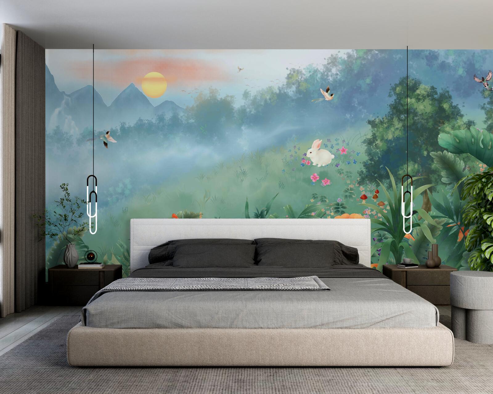 Fototapeta východ slnka nad horskou pasekou